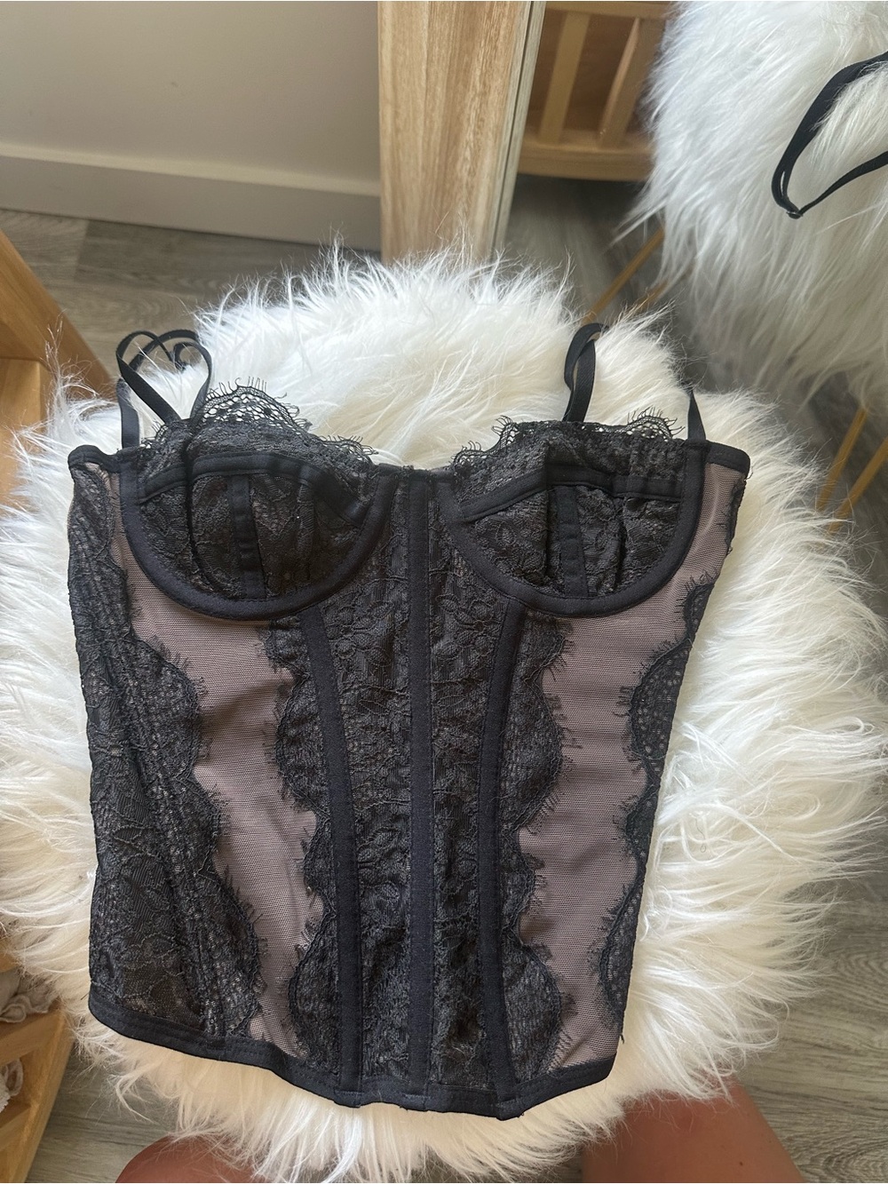 Urban Outfitters Black Lace Corset Tank Top